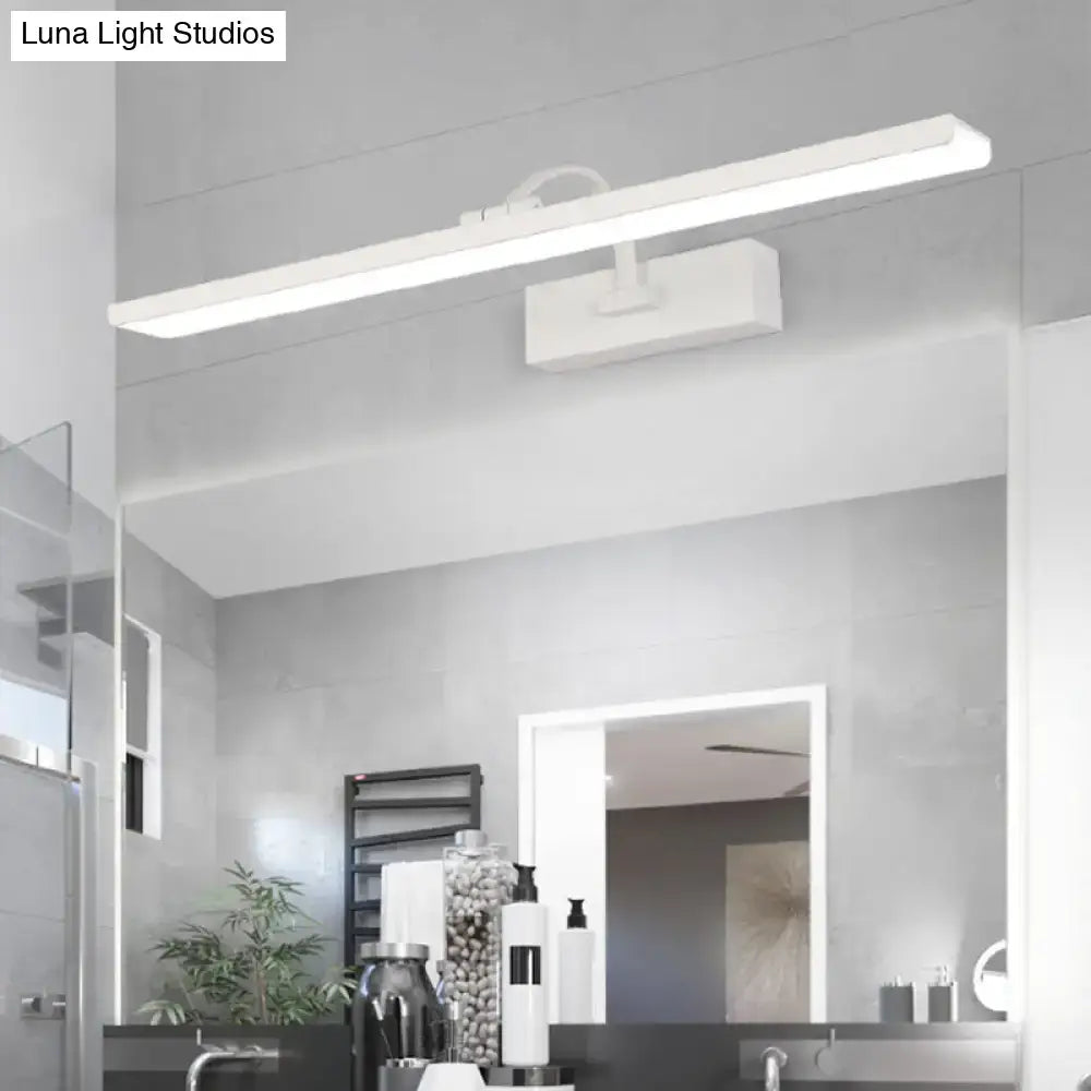 Modern white led bathroom vanity sconce with curved arm