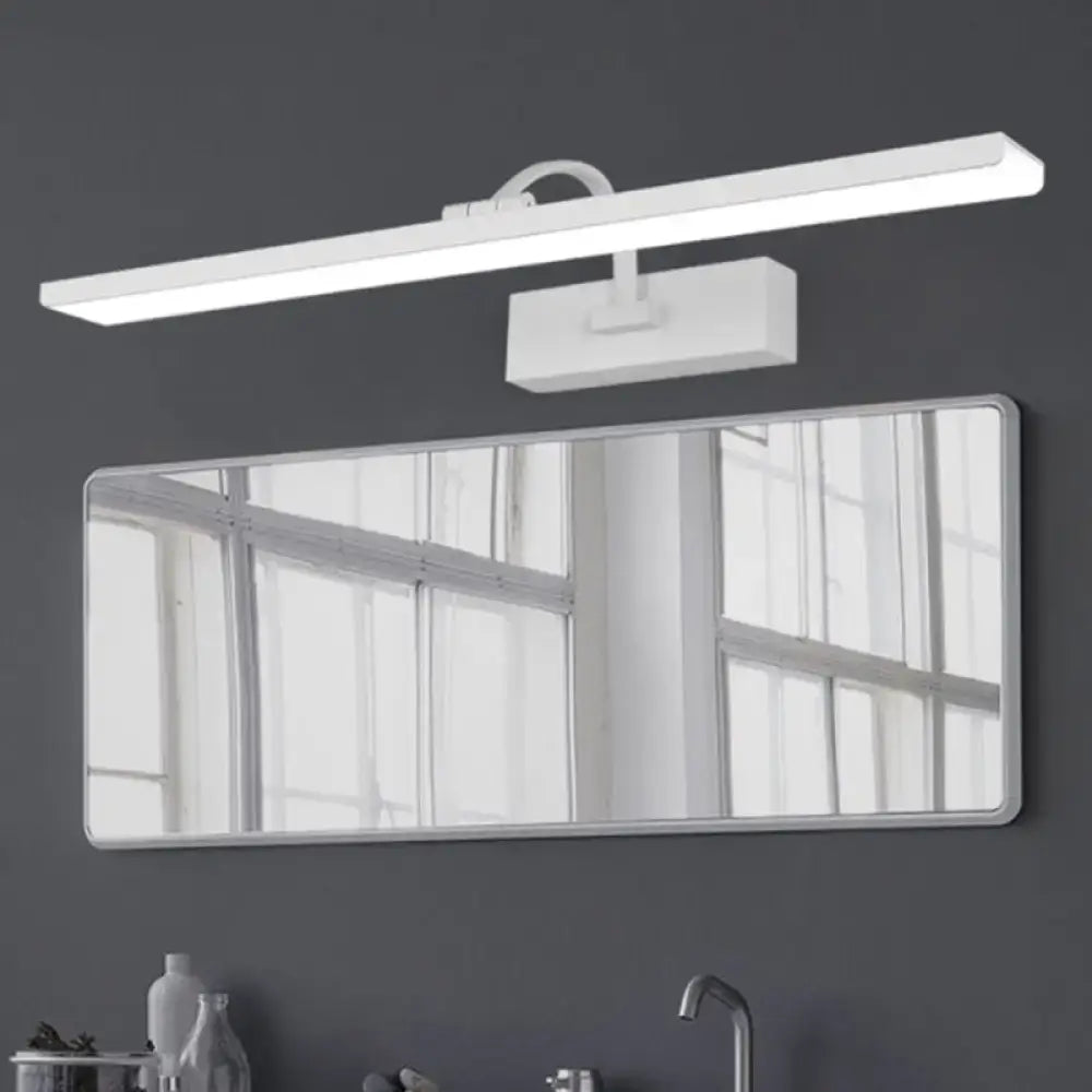 Modern white led bathroom vanity sconce with curved arm