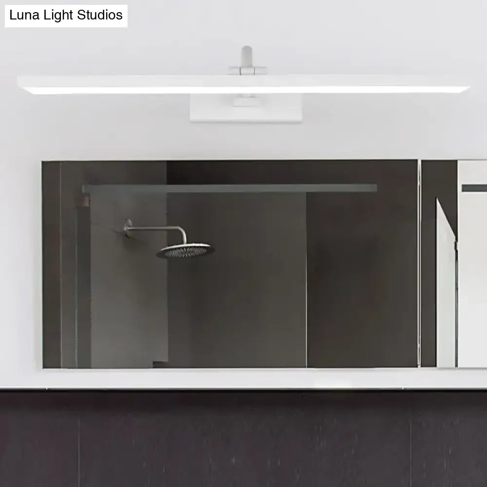 Modern white led bathroom vanity sconce with curved arm