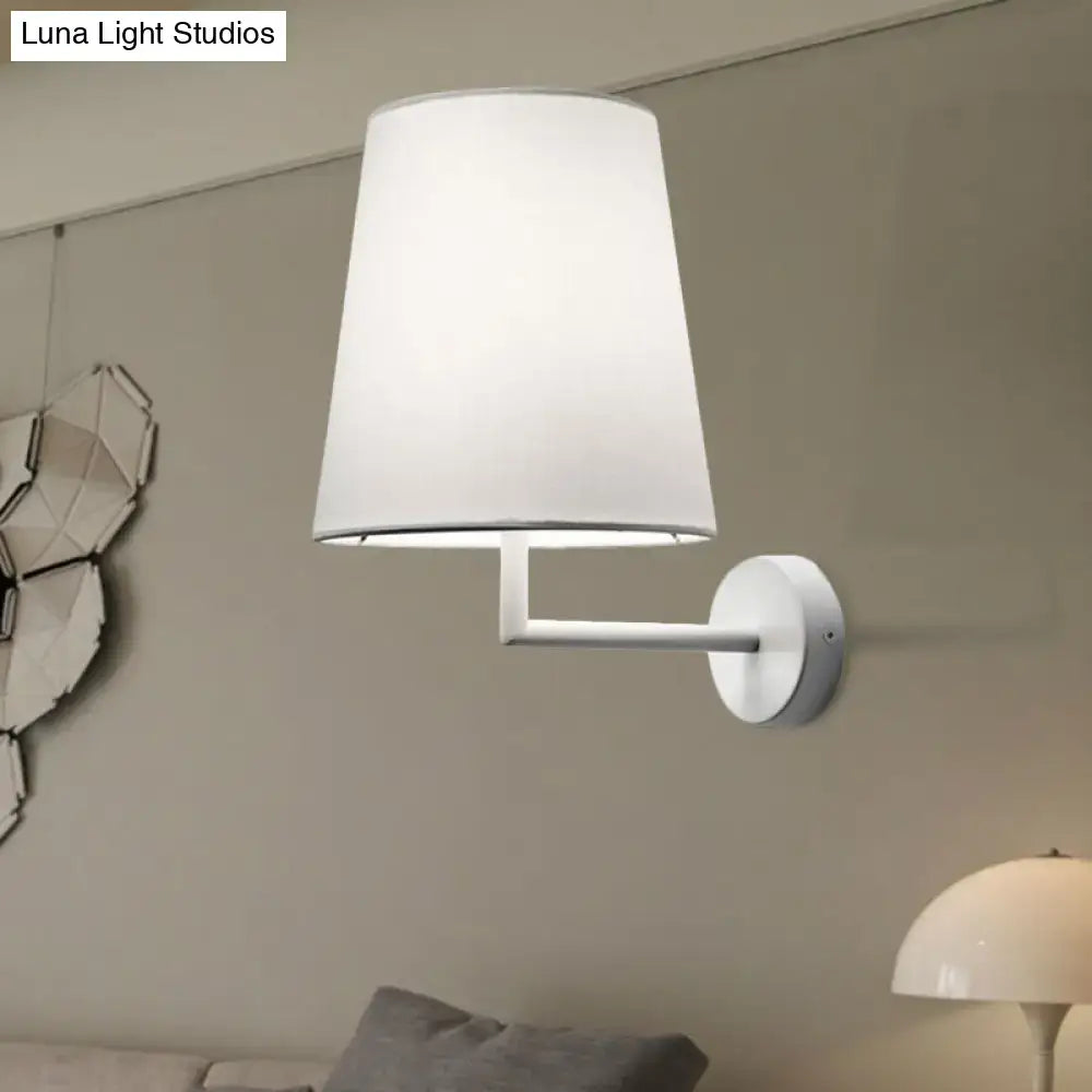 Modern white led cone wall mounted fabric sconce living room light