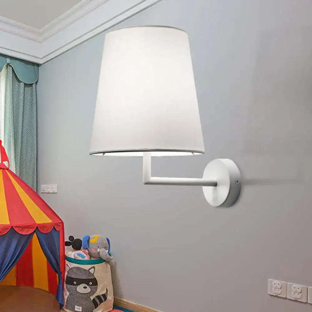 Modern white led cone wall mounted fabric sconce living room light