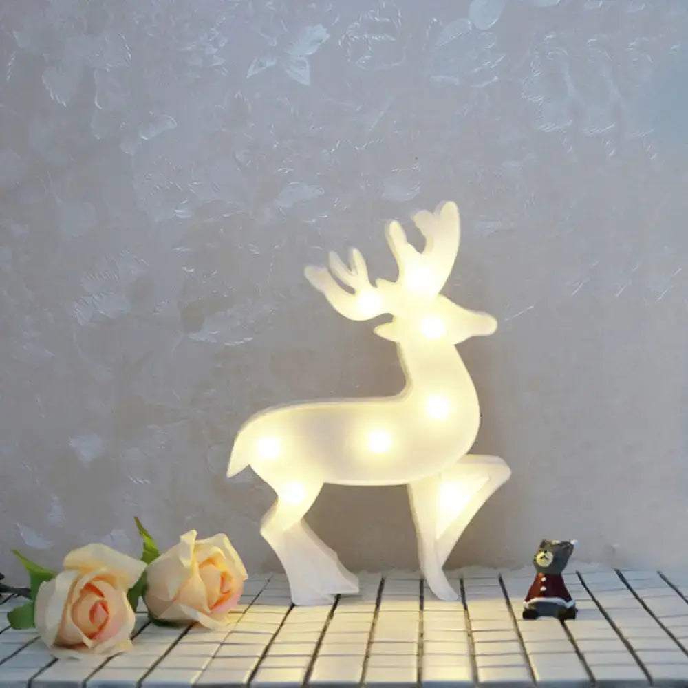 Modern white led reindeer nightstand light bedroom christmas element