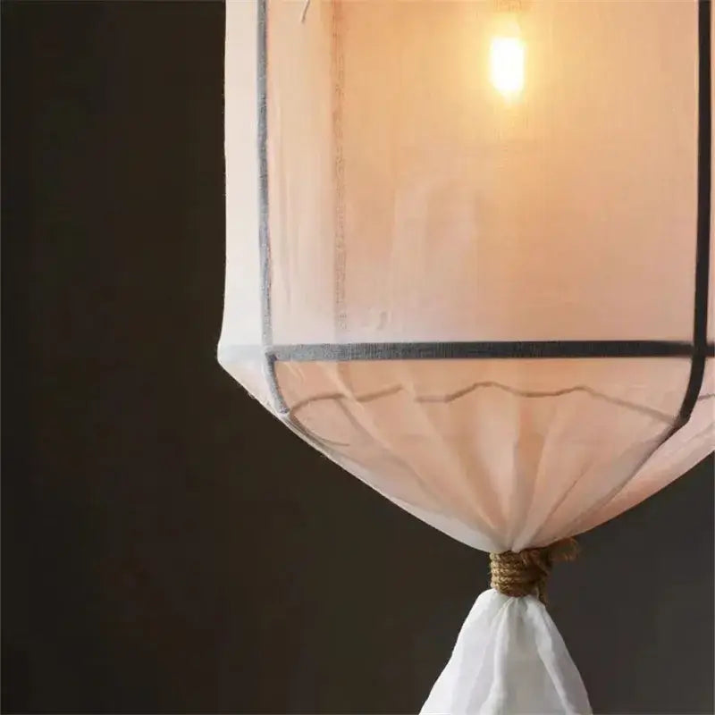 Modern white linen cotton pendant lamp kitchen island lighting