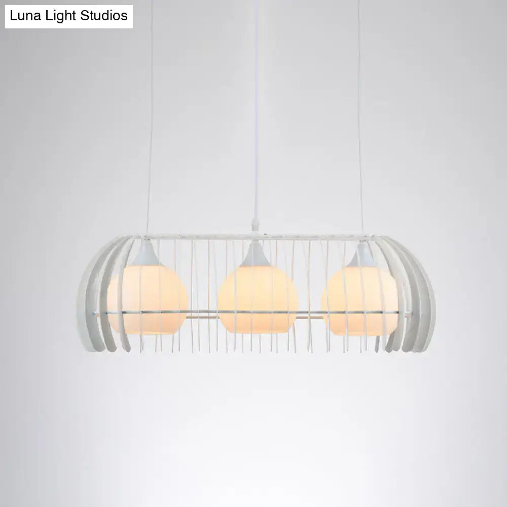 Modern white metal 3 head globe pendant – dining room island light