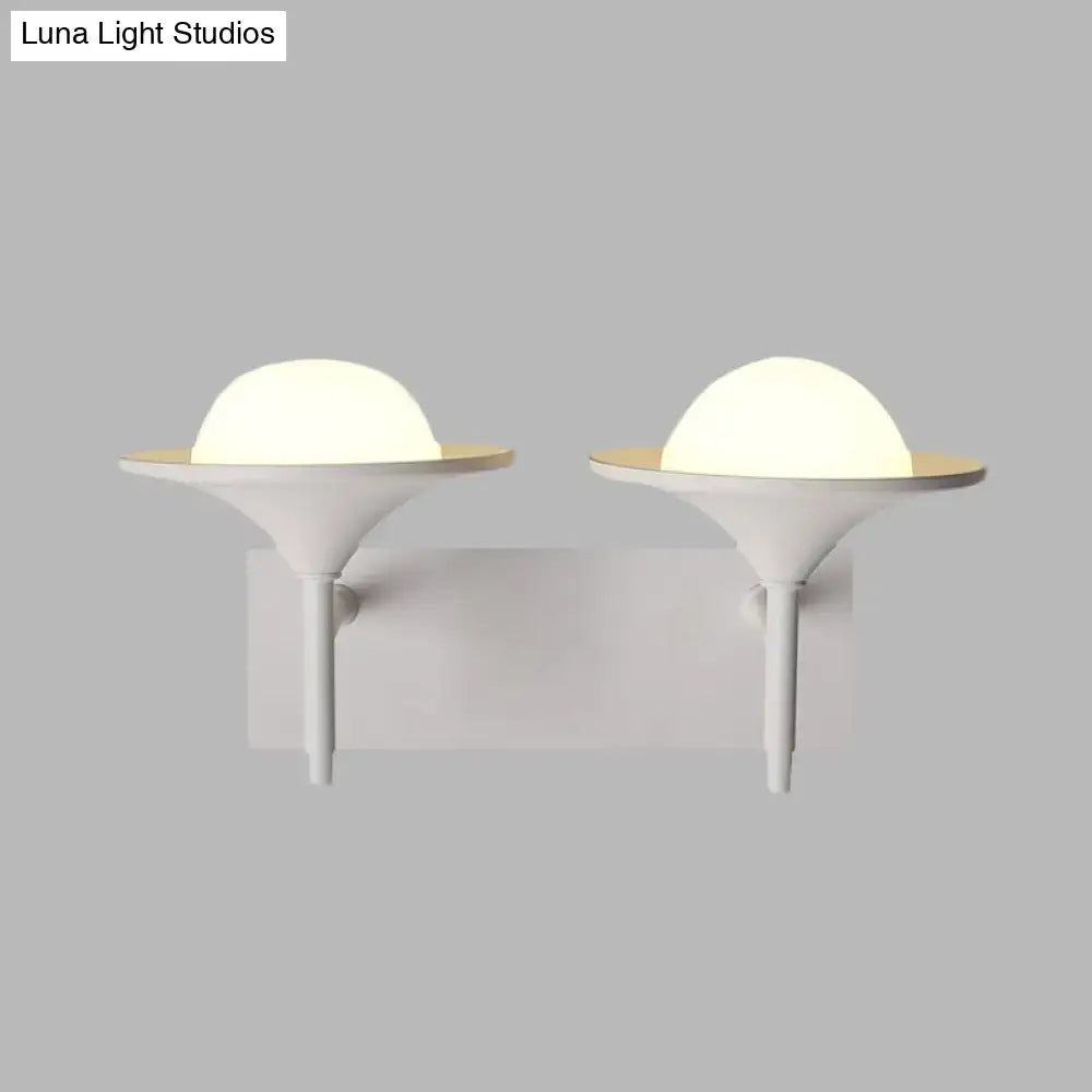 Modern white metallic flared wall sconce – bedroom led light