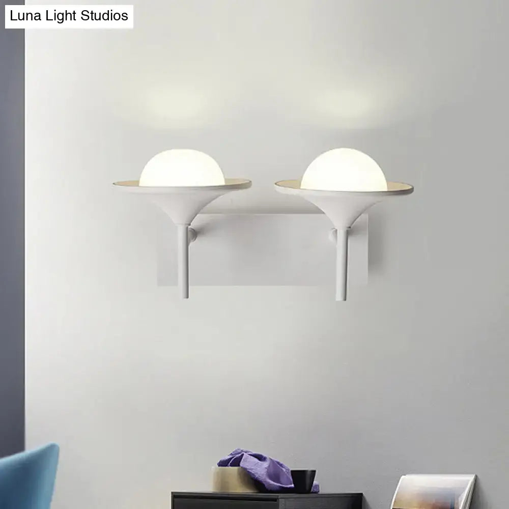 Modern white metallic flared wall sconce – bedroom led light