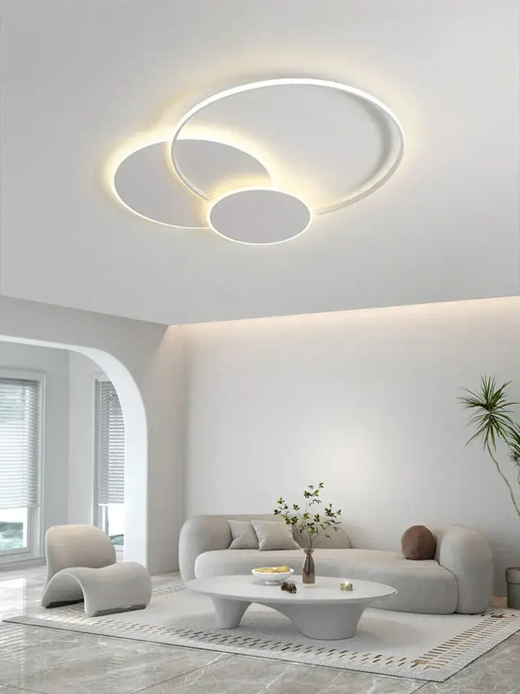 Modern white minimalist circles led ceiling lights bedroom lamp