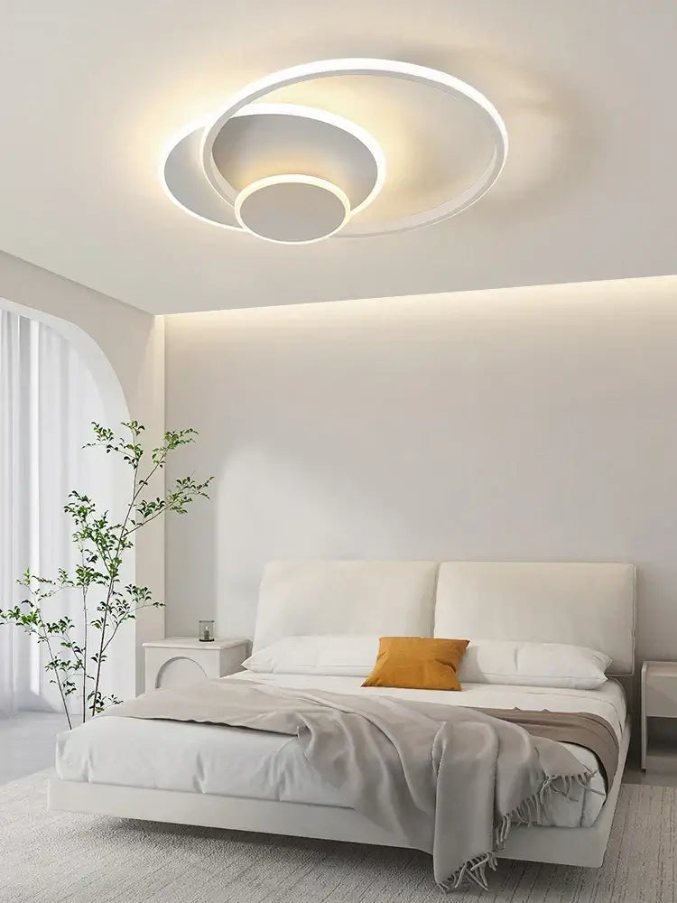Modern white minimalist circles led ceiling lights bedroom lamp