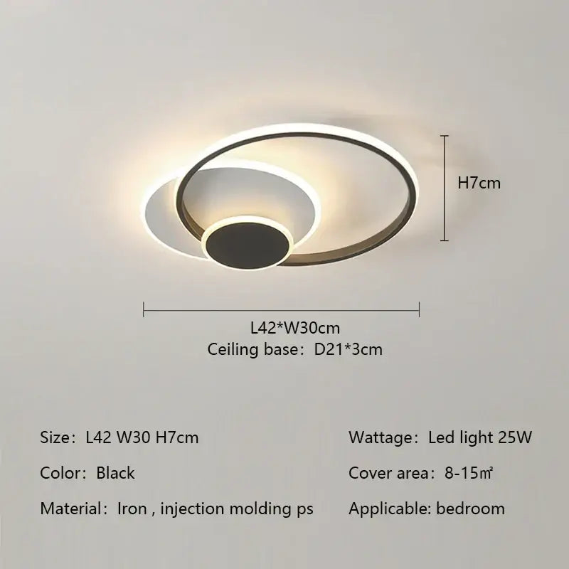 Modern white minimalist circles led ceiling lights bedroom lamp