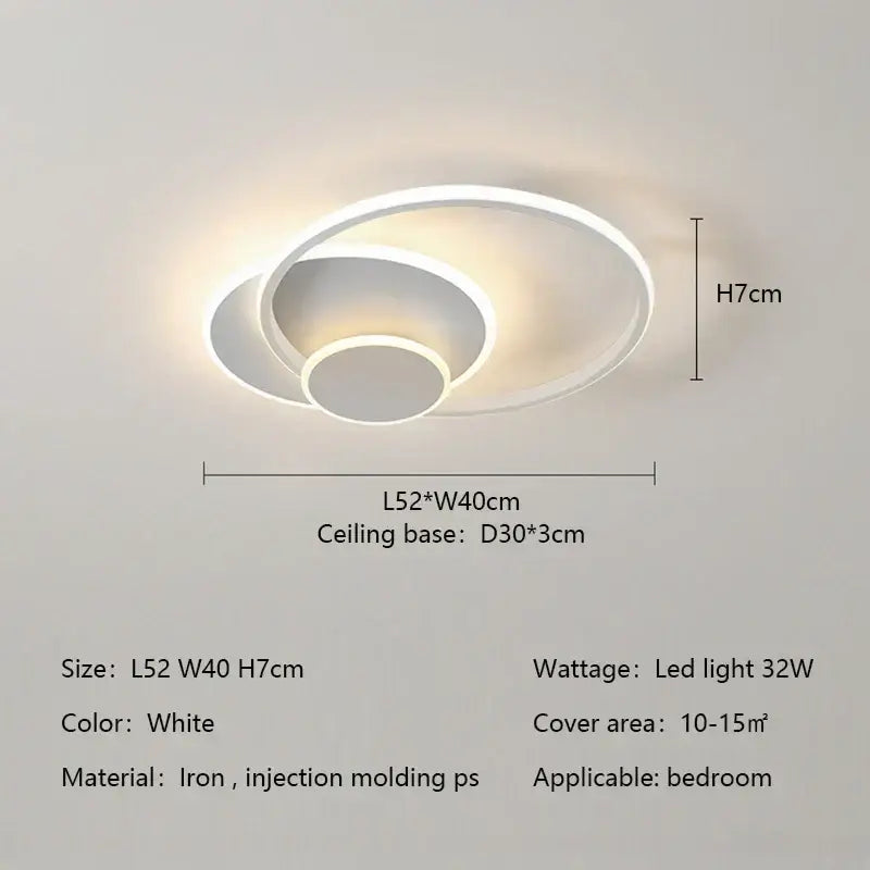 Modern white minimalist circles led ceiling lights bedroom lamp