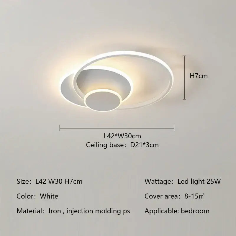 Modern white minimalist circles led ceiling lights bedroom lamp
