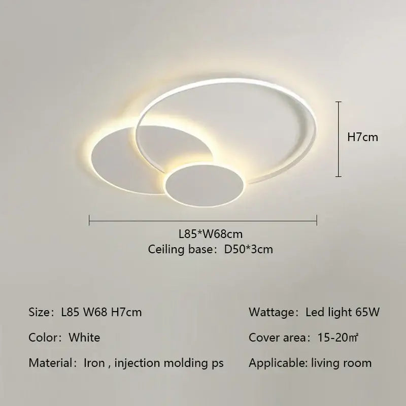 Modern white minimalist circles led ceiling lights bedroom lamp