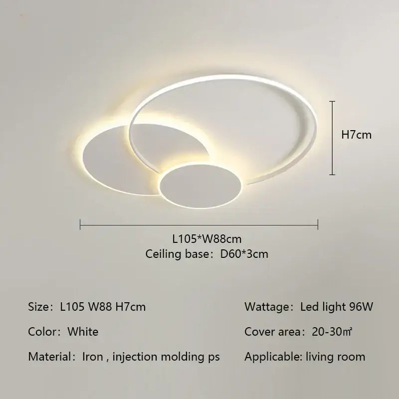 Modern white minimalist circles led ceiling lights bedroom lamp