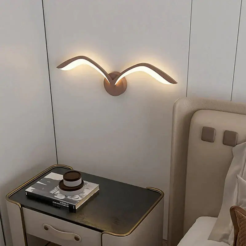 Modern white nordic avian style wall lamp bedroom wing sconce
