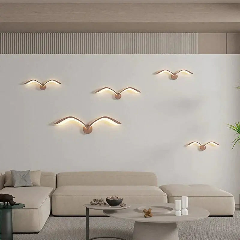 Modern white nordic avian style wall lamp bedroom wing sconce