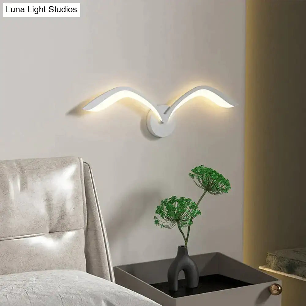 Modern white nordic avian style wall lamp bedroom wing sconce
