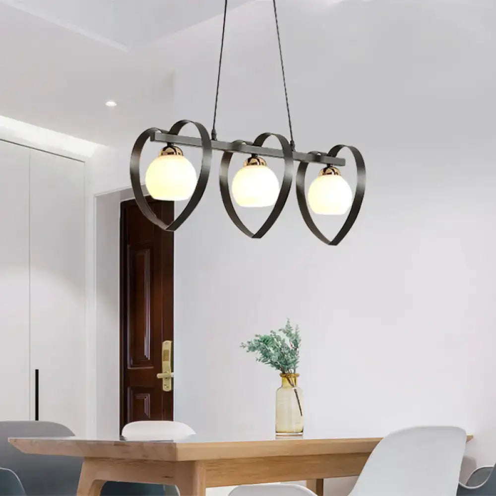 Modern white opal glass island chandelier dining room 3 lights