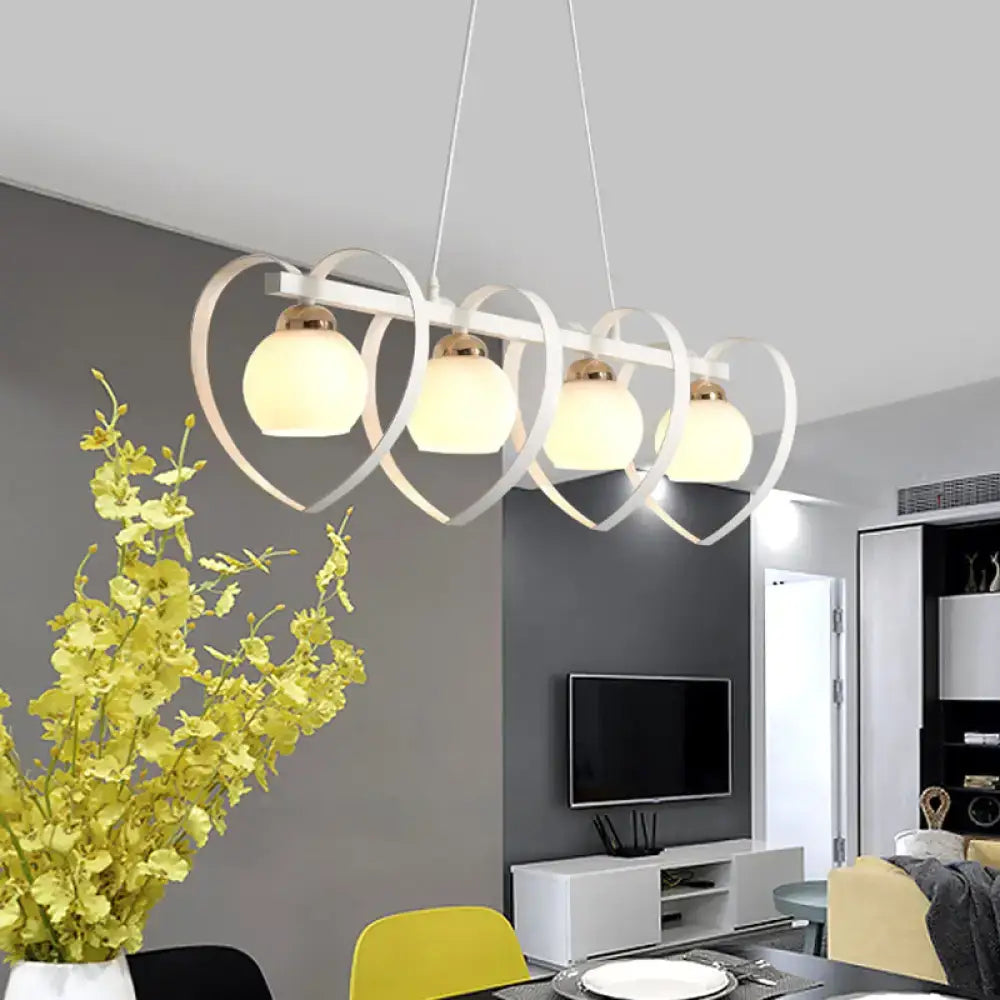 Modern white opal glass island chandelier dining room 3 lights