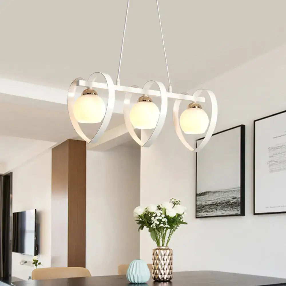 Modern white opal glass island chandelier dining room 3 lights