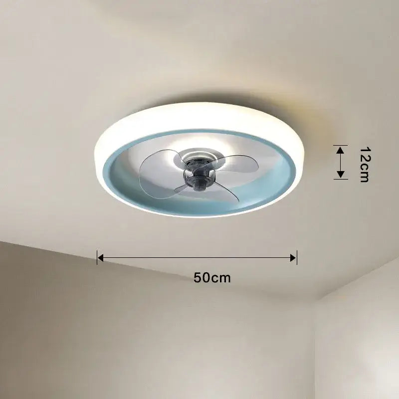Modern white & orange circular ceiling fan light for bedroom