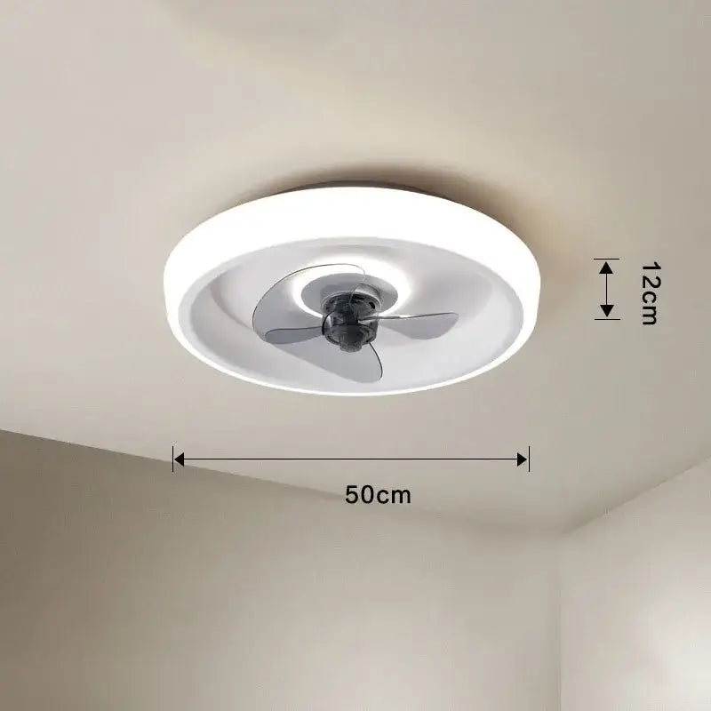 Modern white & orange circular ceiling fan light for bedroom