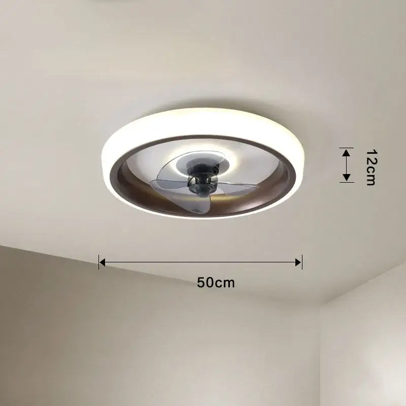 Modern white & orange circular ceiling fan light for bedroom