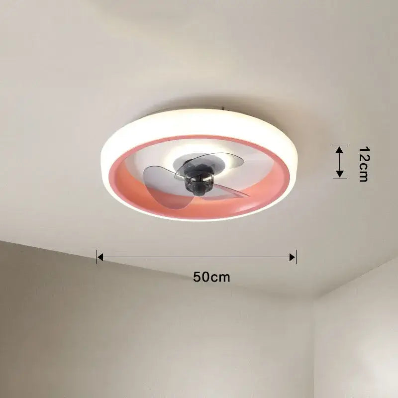 Modern white & orange circular ceiling fan light for bedroom