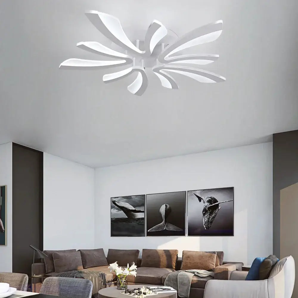 Modern white petal acrylic led chandelier dining room ceiling lamp