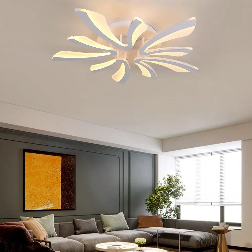 Modern white petal acrylic led chandelier dining room ceiling lamp