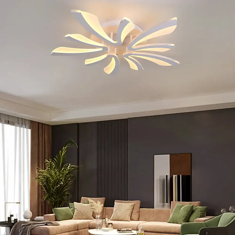 Modern white petal acrylic led chandelier dining room ceiling lamp
