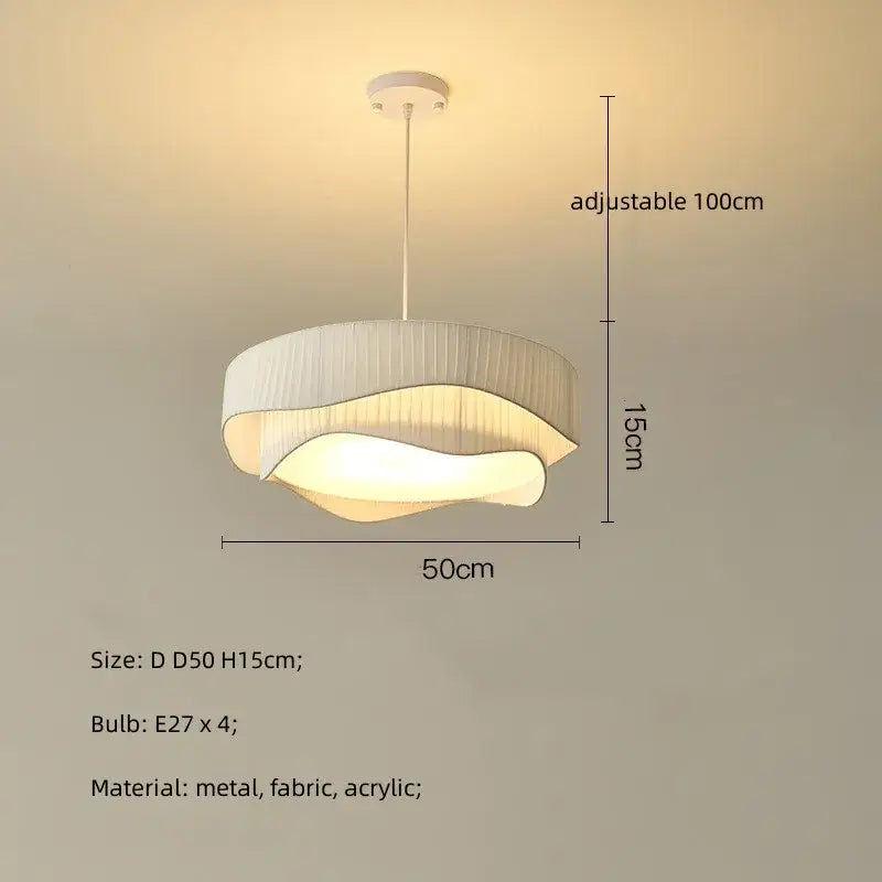 Modern white pleated fabric pendant lights – bedroom creamy style e27