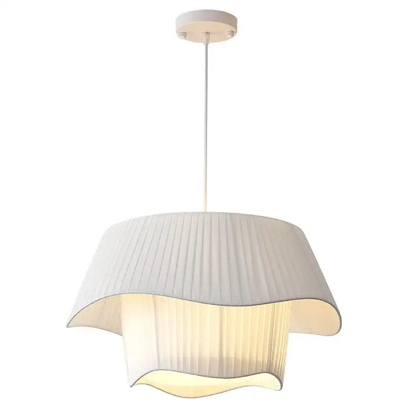 Modern white pleated fabric pendant lights – bedroom creamy style e27