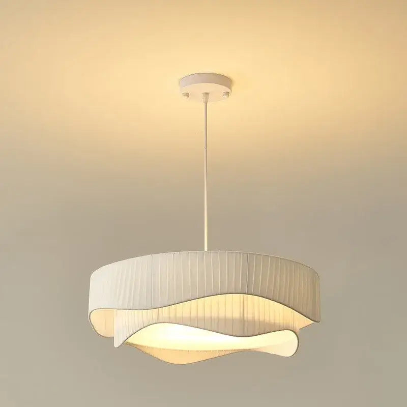 Modern white pleated fabric pendant lights – bedroom creamy style e27