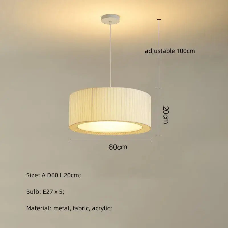 Modern white pleated fabric pendant lights – bedroom creamy style e27