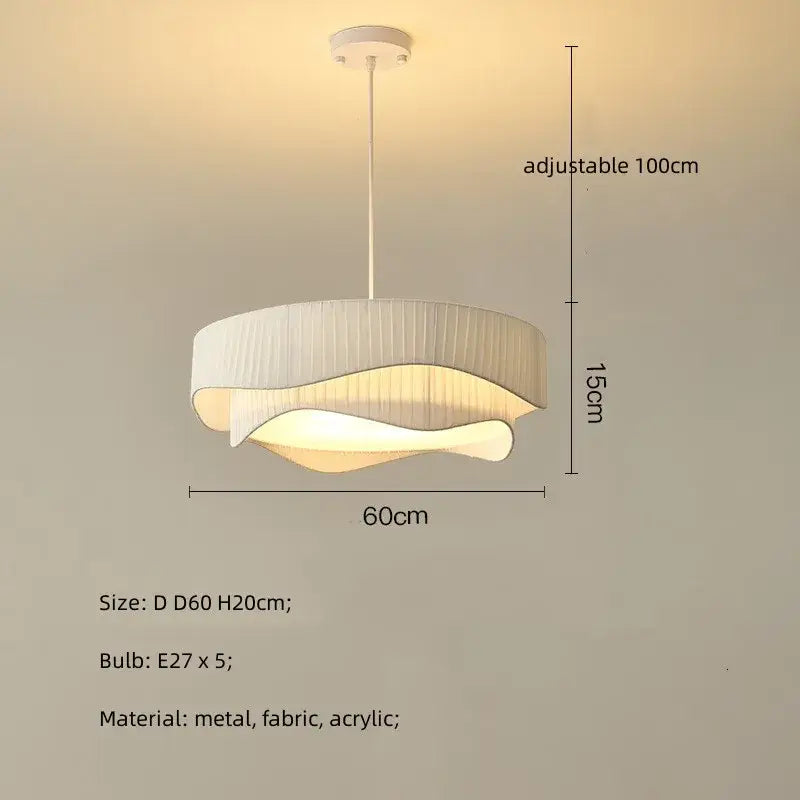 Modern white pleated fabric pendant lights – bedroom creamy style e27