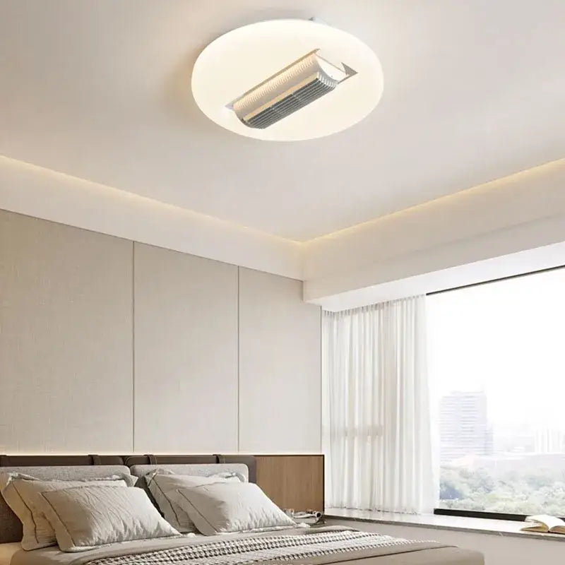 Modern white rectangular bladeless ceiling fan light bedroom