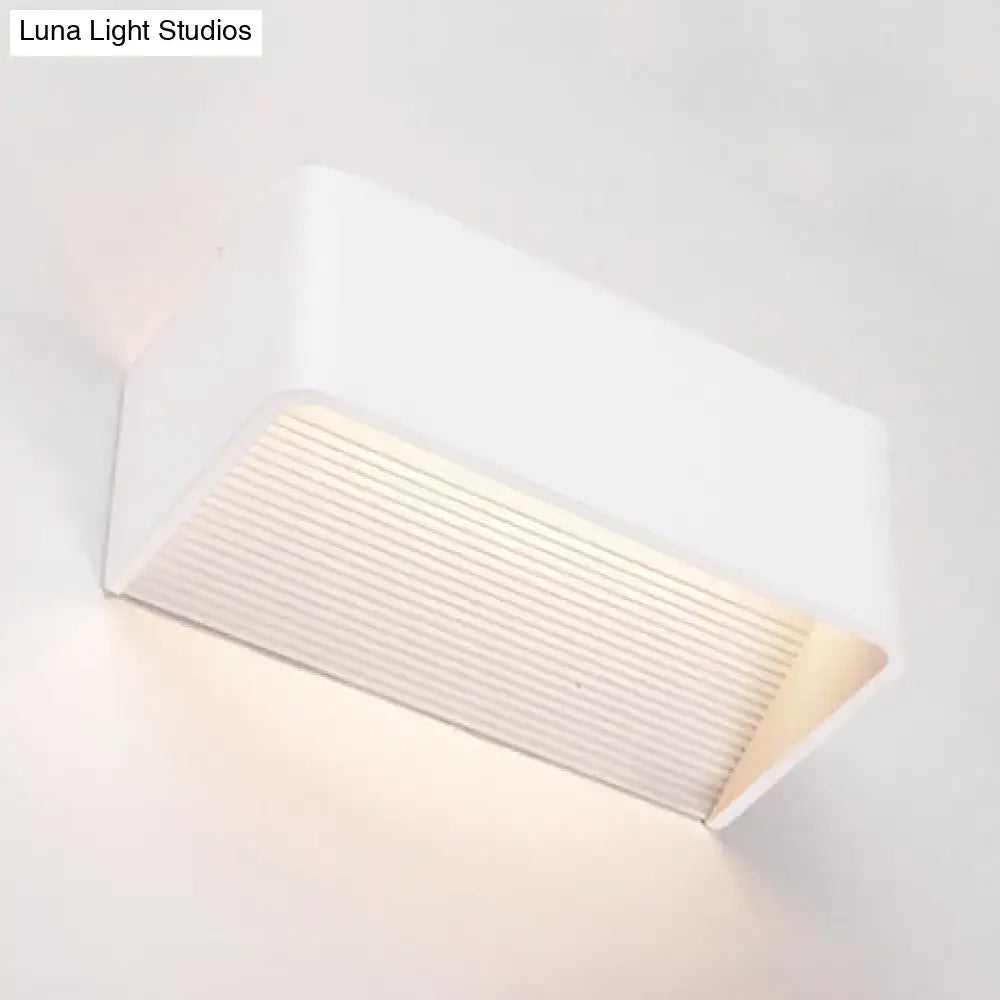 Modern white rectangular wall lamp – bedroom warm white sconce