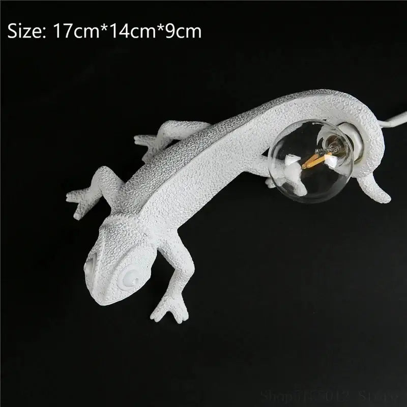 Modern white resin chameleon led table lamp for bedroom reading