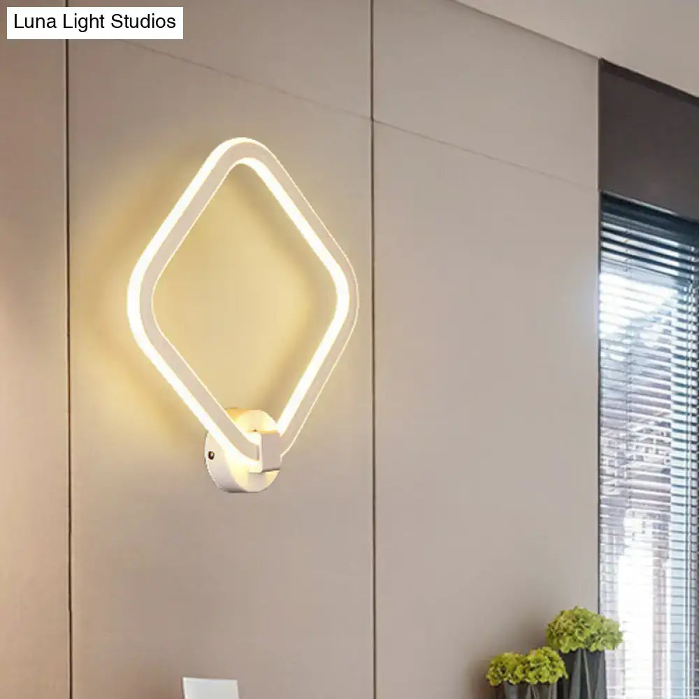 Modern white rhombus frame led wall lamp bedroom sconce