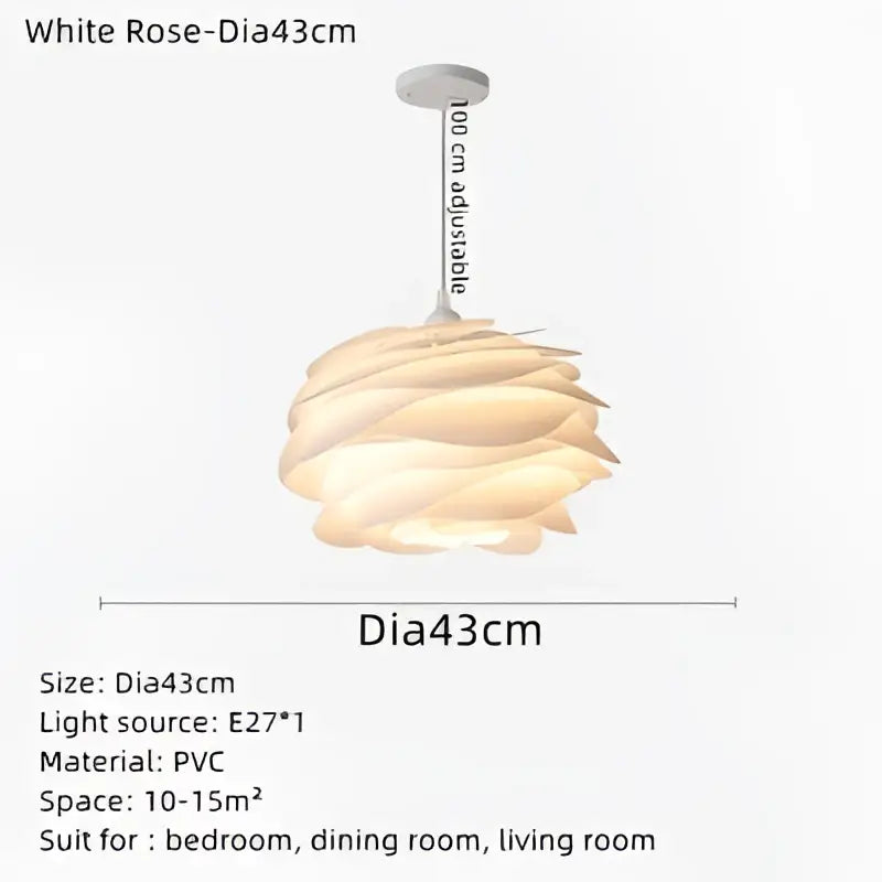 Modern white rose flower pendant lights for bedroom living room