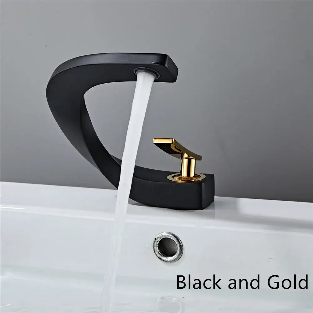 Modern white & rose gold basin faucet bathroom waterfall tap