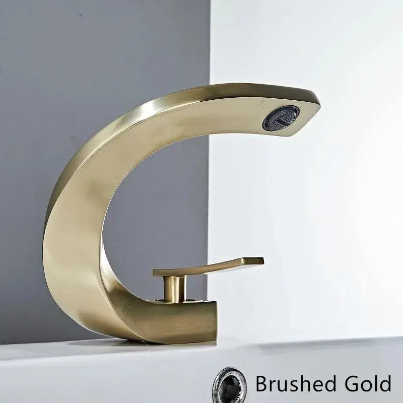 Modern white & rose gold basin faucet bathroom waterfall tap