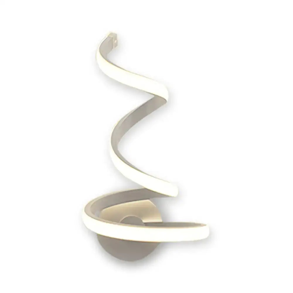 Modern white & silver spiral acrylic led wall sconce bedroom light