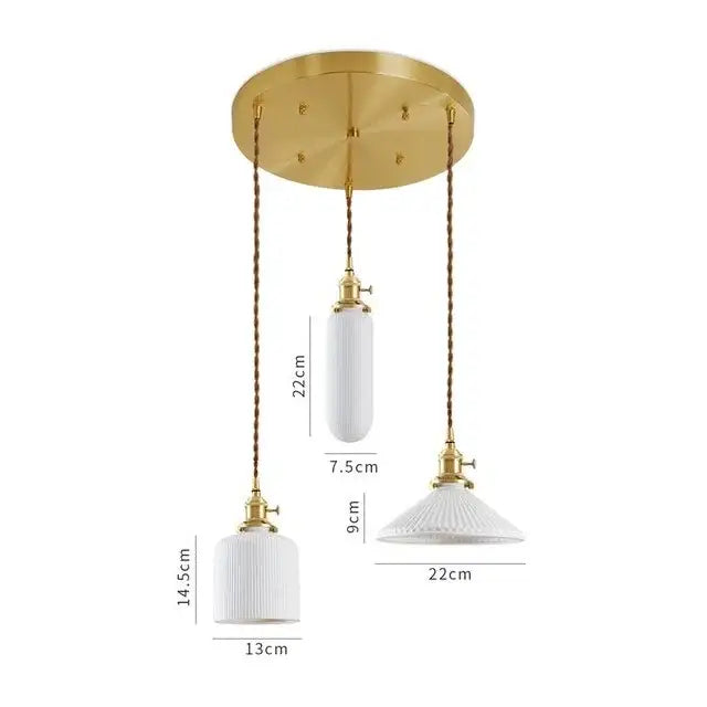 Modern white textured glass ceramic led pendant light kitchen