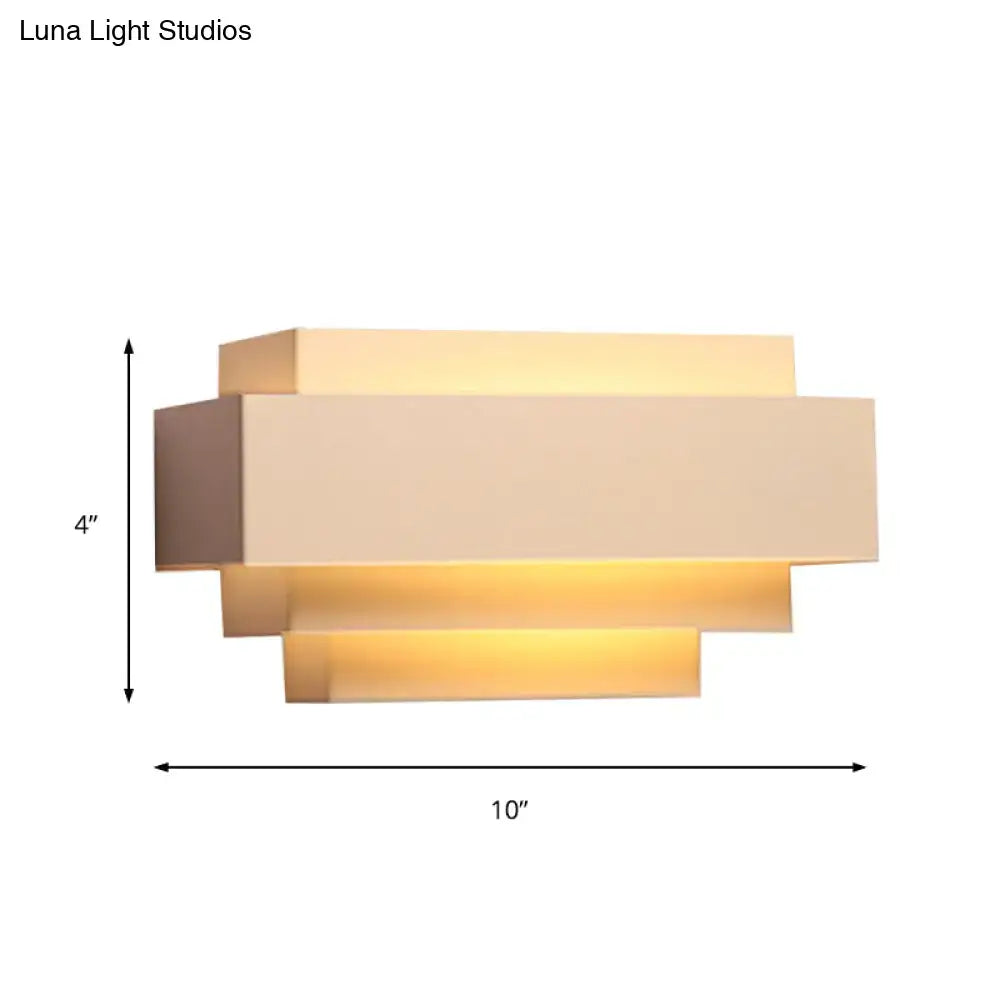 Modern white tiered rectangle wall lamp for bedroom