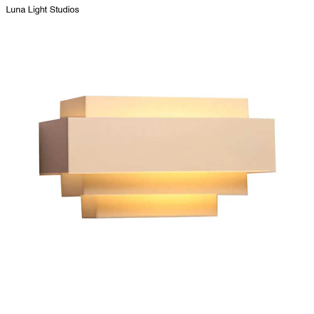 Modern white tiered rectangle wall lamp for bedroom