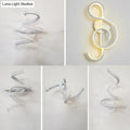Modern white treble clef led wall sconce bedroom light