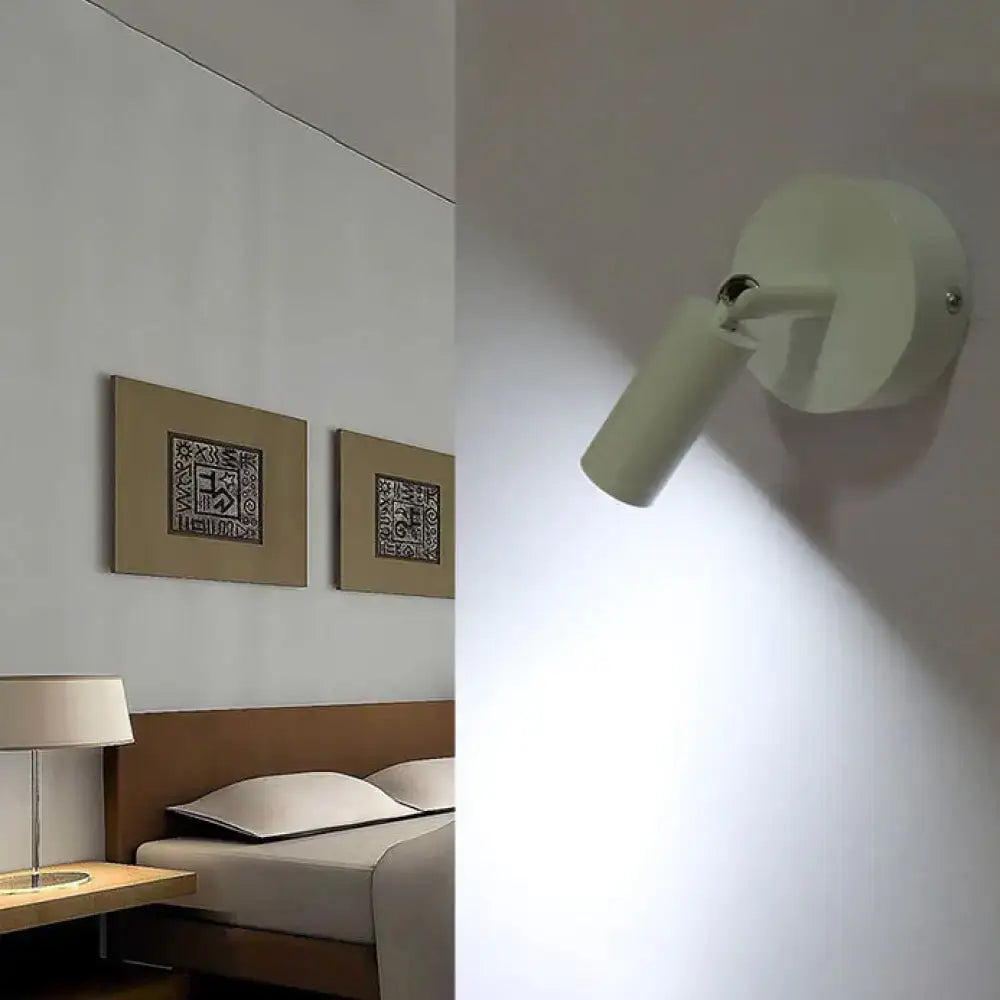 Modern white tube wall light adjustable bedroom sconce