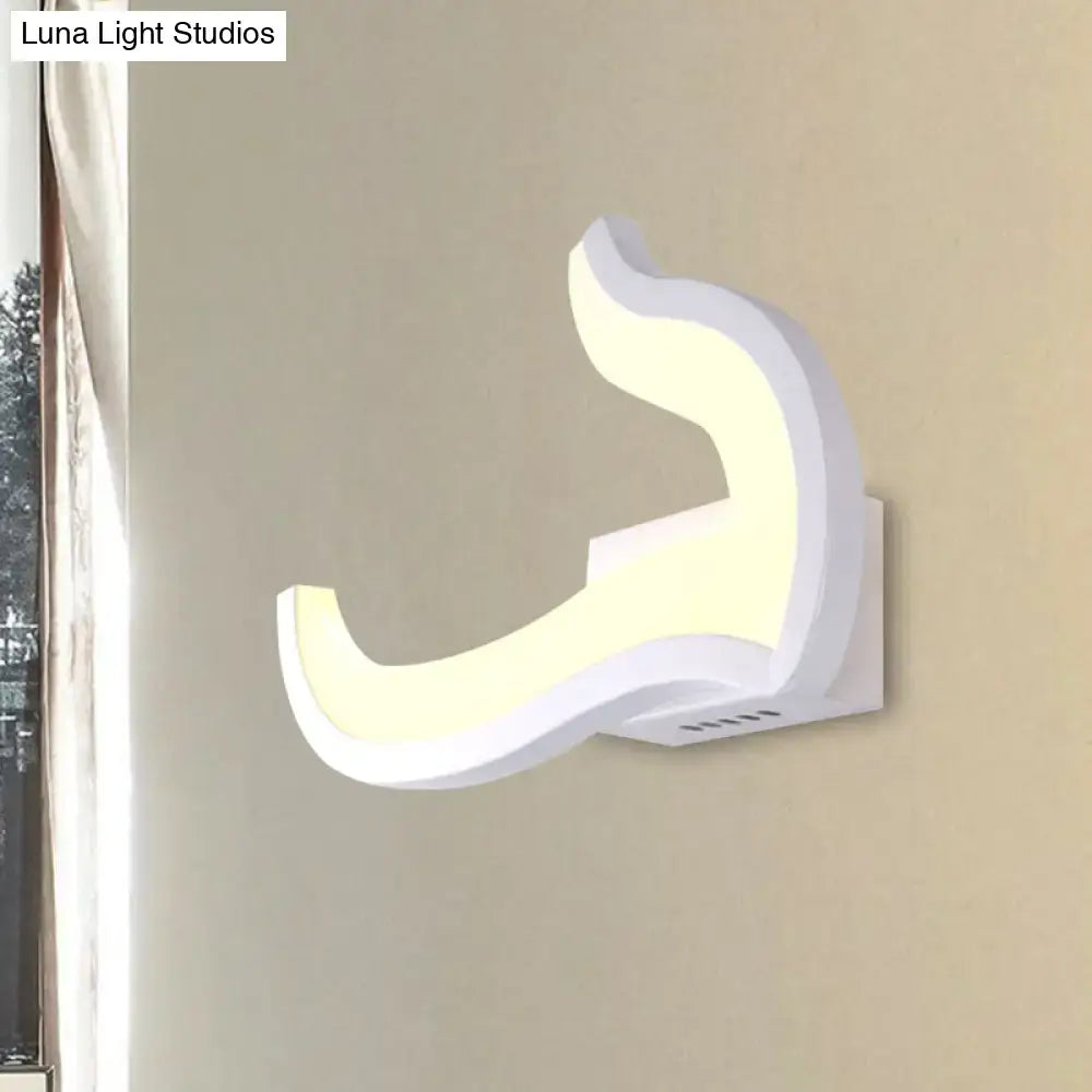 Modern white u-shaped led wall sconce – bedroom warm & white light