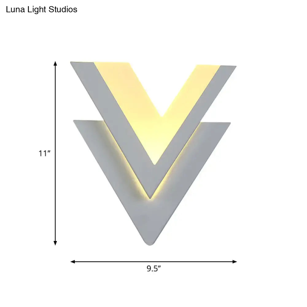 Modern white v shaped led wall mount light stairway fixture